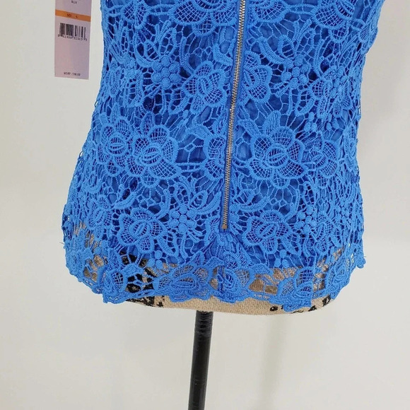 NANETTE LEPORE Women's Venetian Blue Lace Cutout Shell Size Small Blue New - Picture 8 of 14